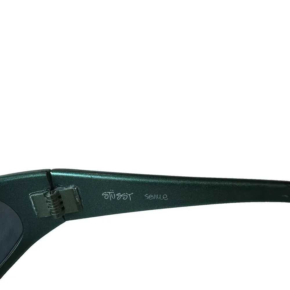 VTG  Vintage Stussy Seville Sunglasses Metallic Green Wrap Around Sport 90s Y2K